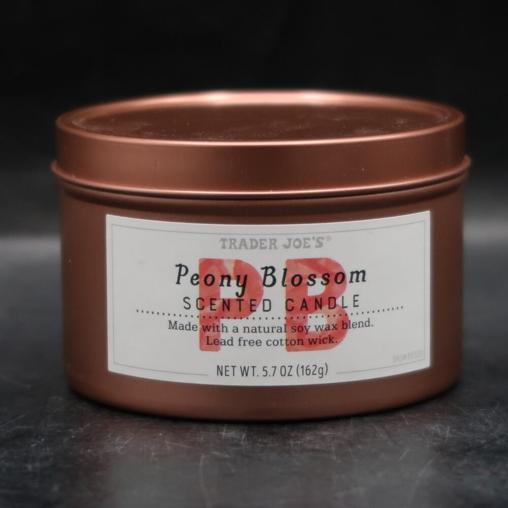 Trader Joes Peony Blossom Scented Soy Wax Candle 5.7 Oz Soy Wax Floral Lead Free